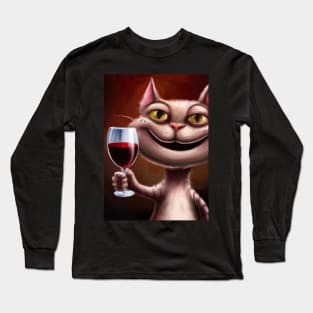 Cat with Wine Long Sleeve T-Shirt